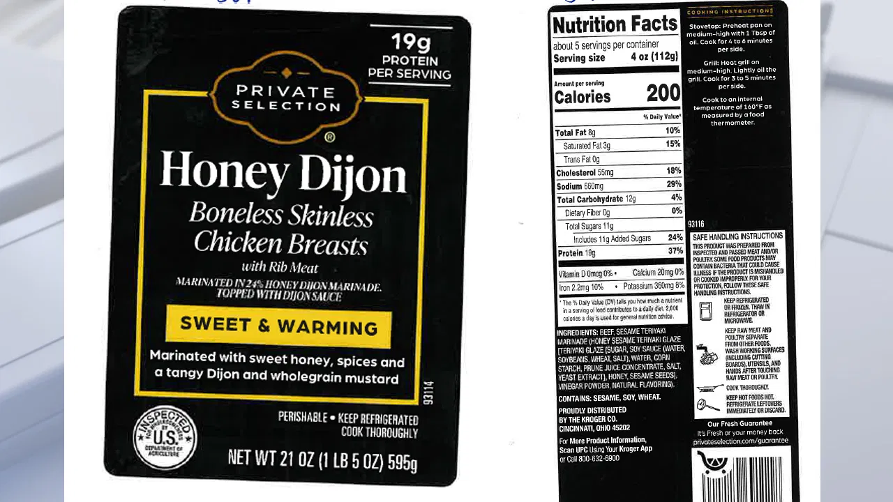 Chicken Alert: USDA Warns of Undeclared Egg Allergen in Kroger Chicken Sold Across 9 States