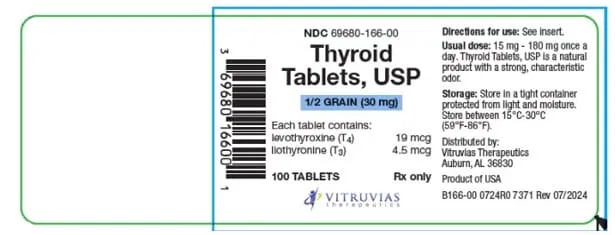 Vitruvias Therapeutics Recalls Thyroid Tablets Nationwide