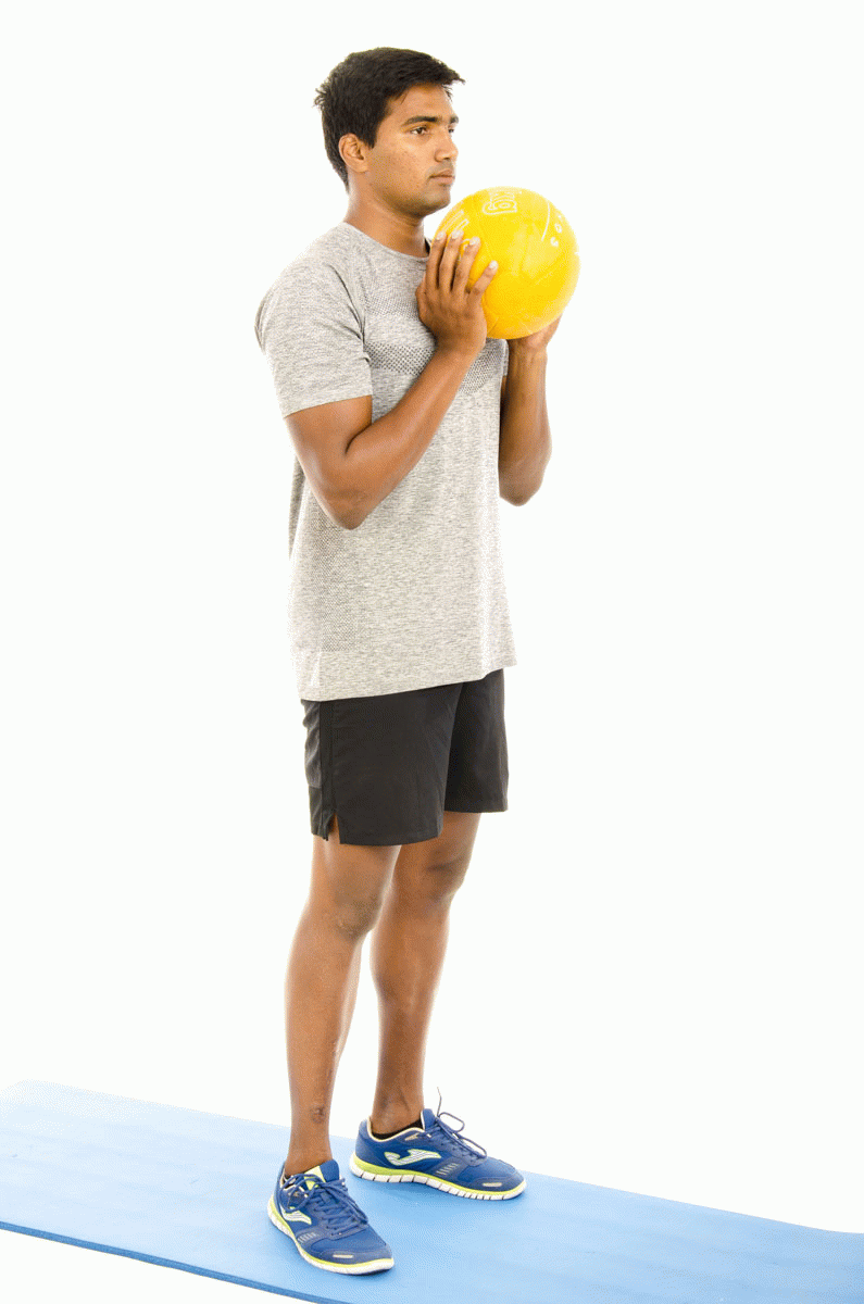 squat with medicine ball